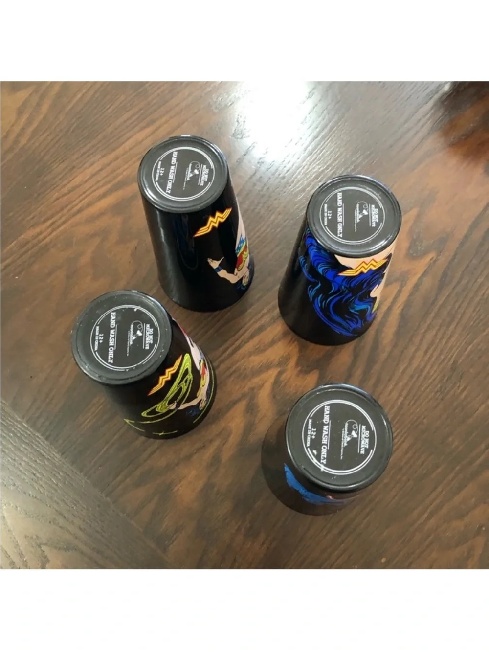 DC Comics WONDER WOMAN SET of 4 Drinking Glasses Toonlabsink Graphic Tumblers